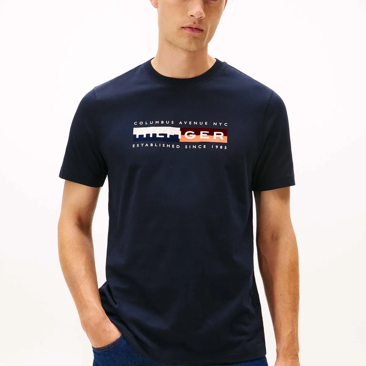 TOMMY HILFIGER - Polera Colour Block Graphic Logo Azul Tommy Hilfiger