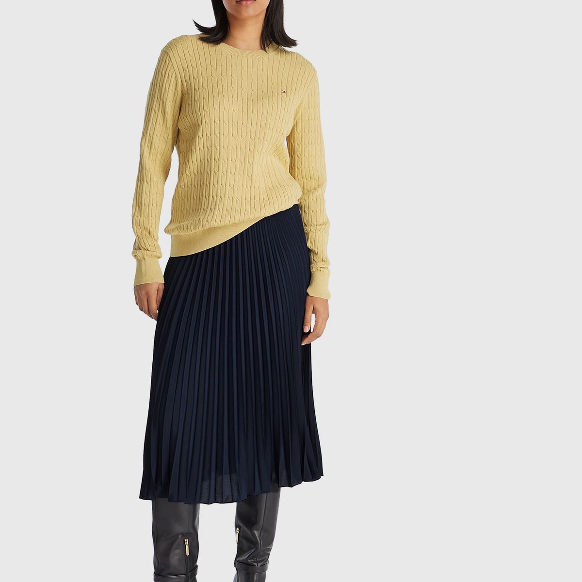 TOMMY HILFIGER - Sweater De Tejido Cable Beige Tommy Hilfiger