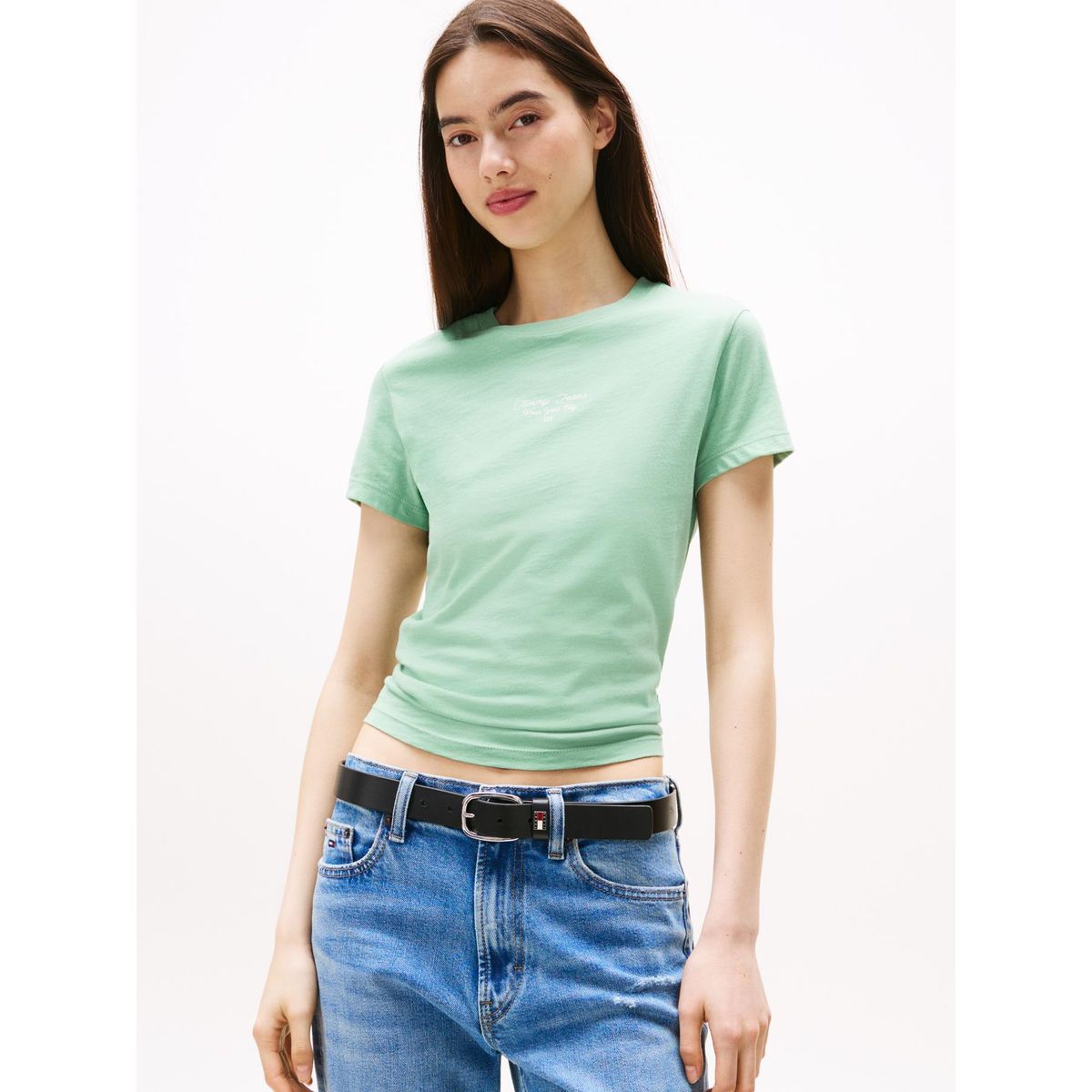 TOMMY HILFIGER - Polera Slim Fit Logo Essential Verde Tommy Jeans