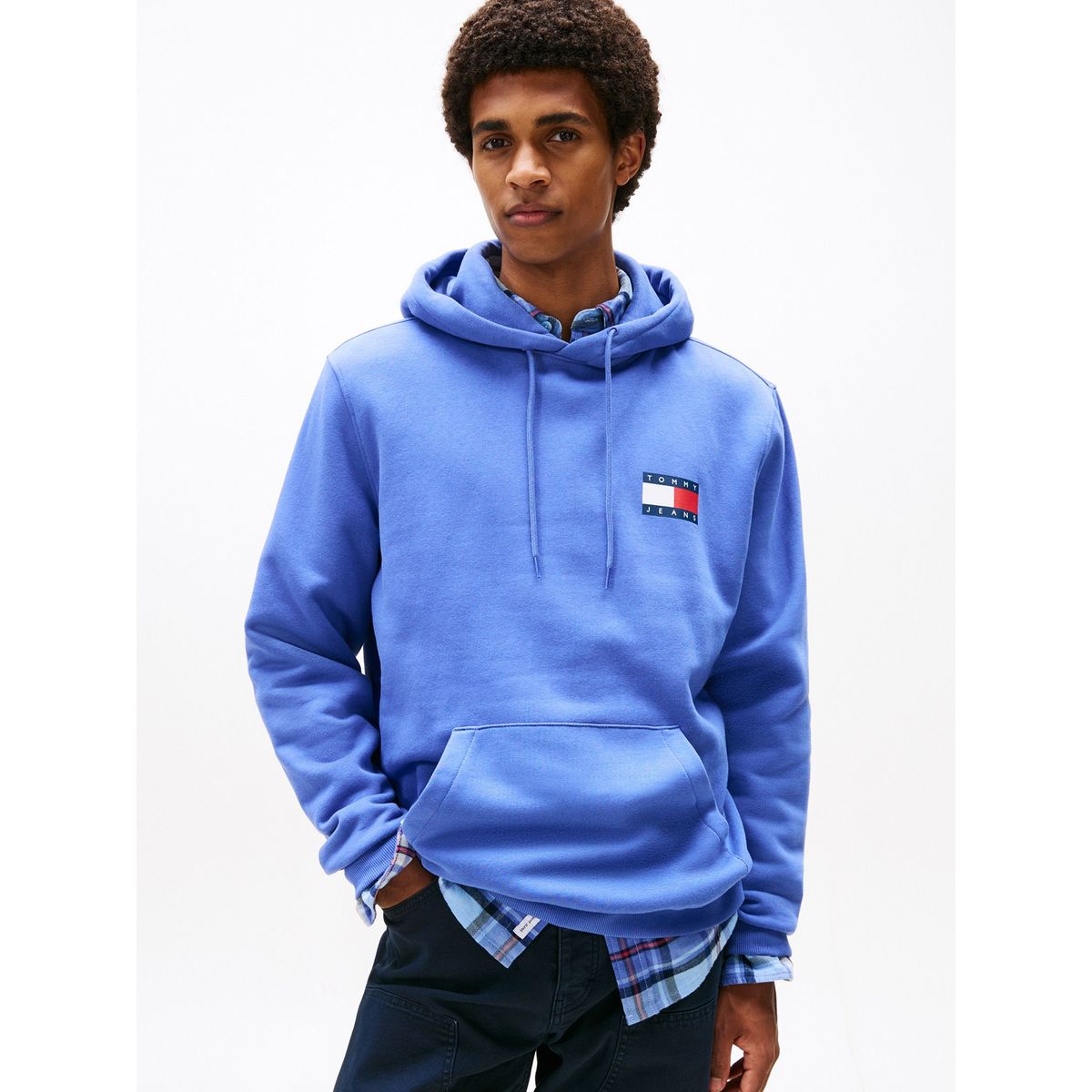 TOMMY HILFIGER - Polerón Hoodie Essential Con Logo Azul Tommy Jeans