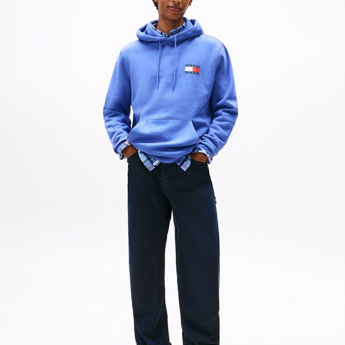 TOMMY HILFIGER - Polerón Hoodie Essential Con Logo Azul Tommy Jeans