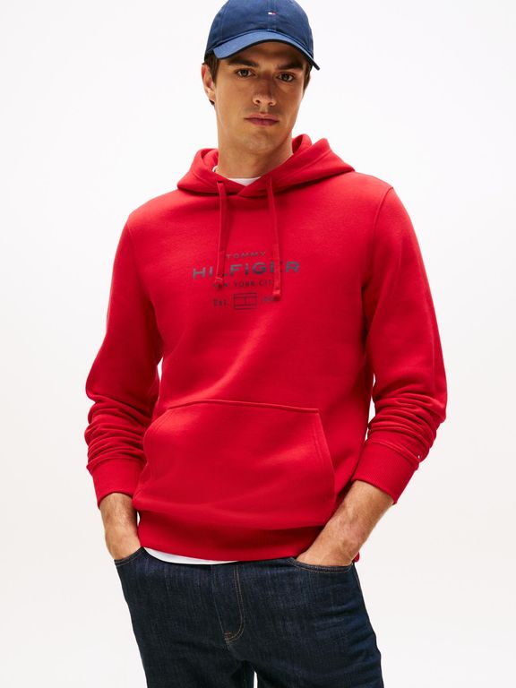 Polerón Hoodie Oval Logo Gráfico Rojo · Rojo