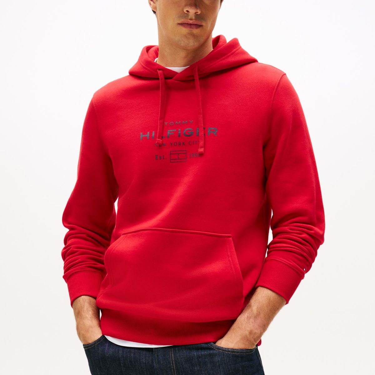 TOMMY HILFIGER - Polerón Hoodie Oval Logo Gráfico Rojo Tommy Hilfiger