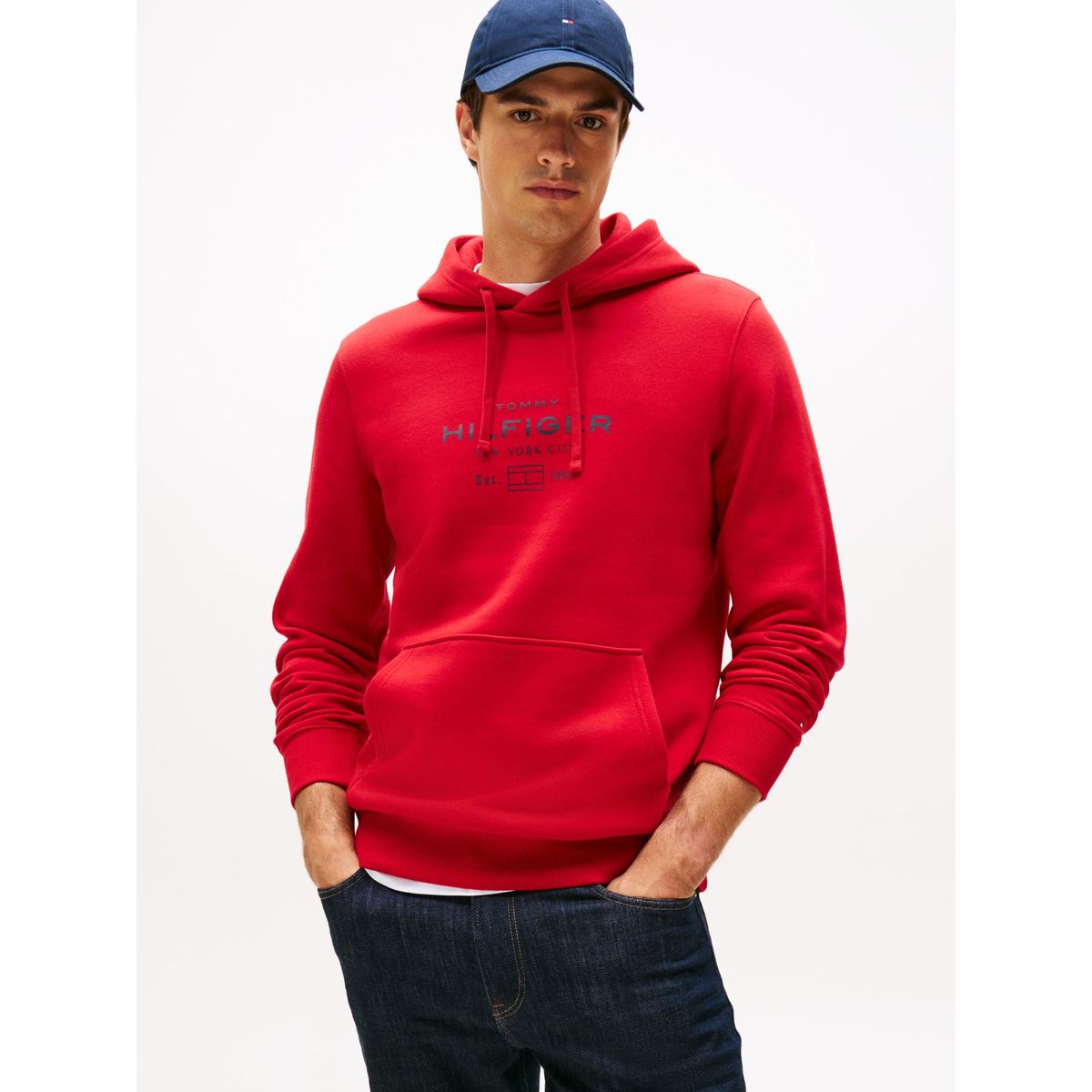 TOMMY HILFIGER - Polerón Hoodie Oval Logo Gráfico Rojo Tommy Hilfiger