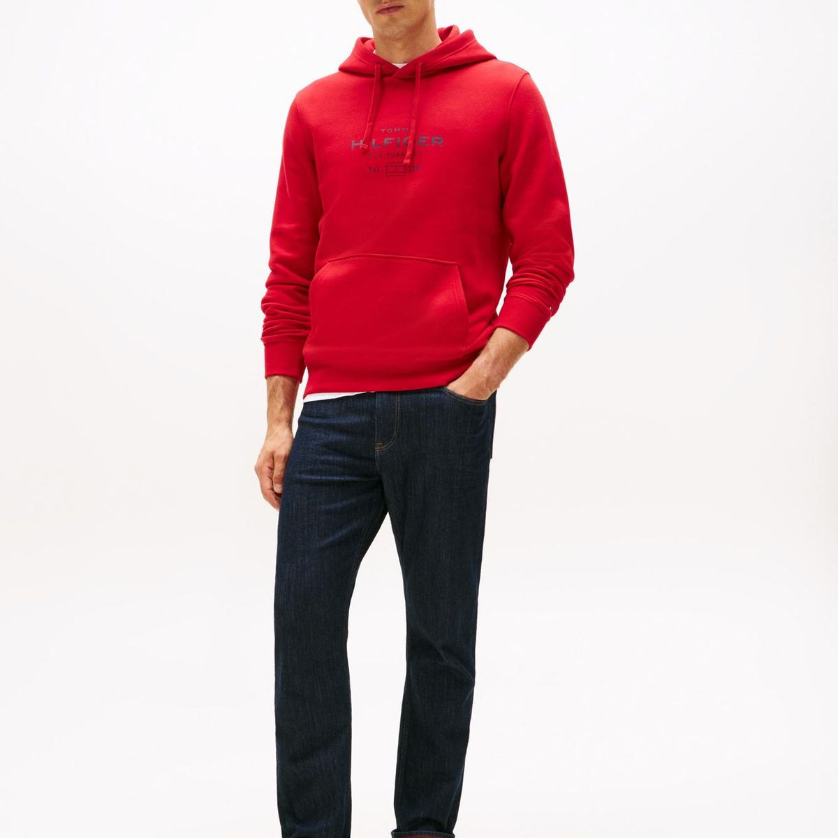 TOMMY HILFIGER - Polerón Hoodie Oval Logo Gráfico Rojo Tommy Hilfiger