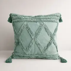 COLETTE - Funda De Cojin Boho Chic Algodón Verde Menta