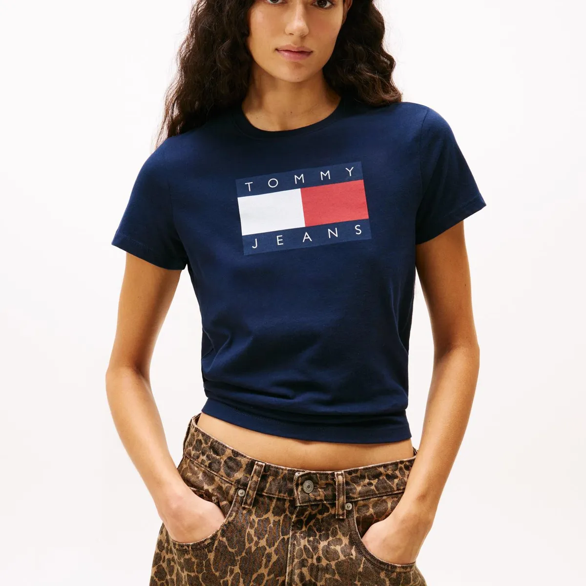 TOMMY HILFIGER - Polera Soft Flag Logo Azul Tommy Jeans