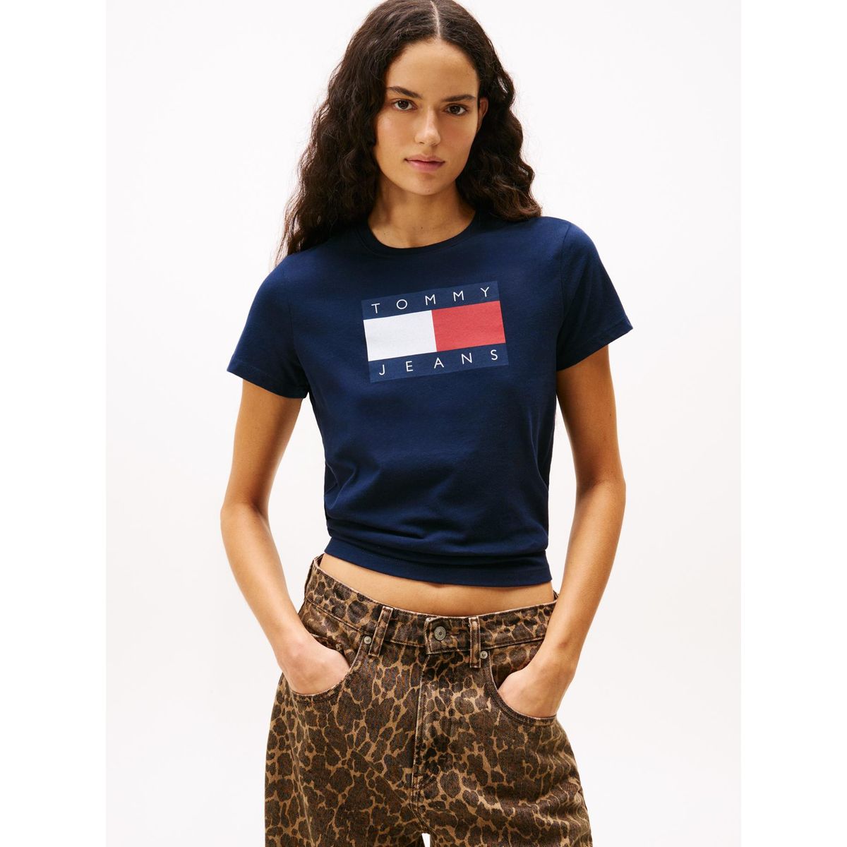 TOMMY HILFIGER - Polera Soft Flag Logo Azul Tommy Jeans