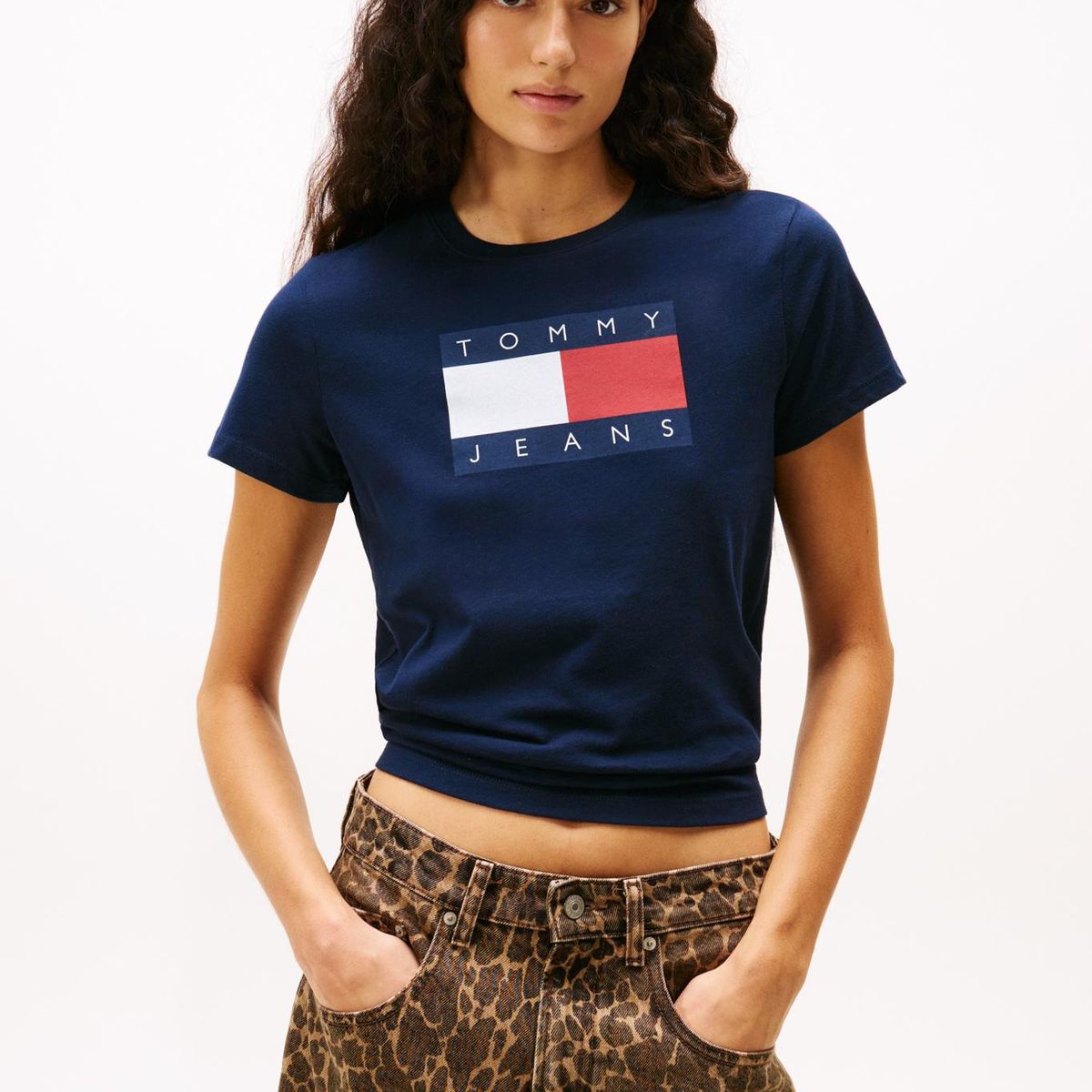 TOMMY HILFIGER - Polera Soft Flag Logo Azul Tommy Jeans