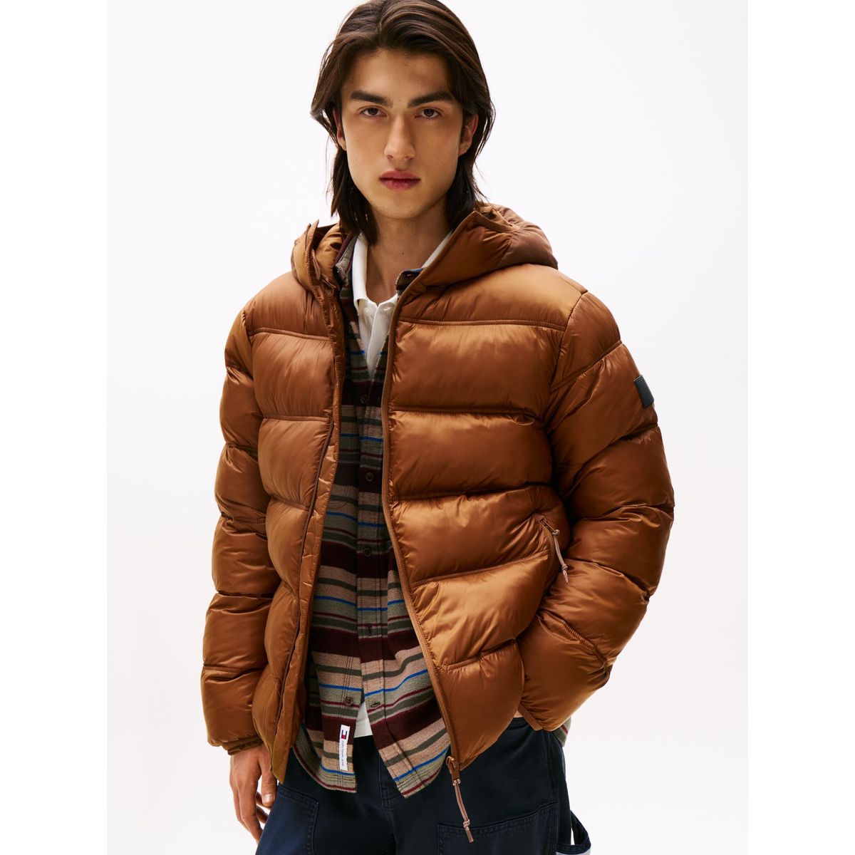TOMMY HILFIGER - Parka Acolchada Hooded Con Logo Café Tommy Jeans