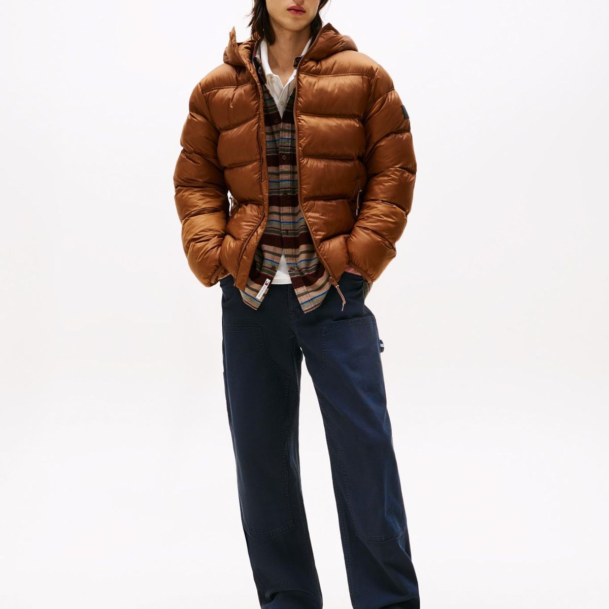 TOMMY HILFIGER - Parka Acolchada Hooded Con Logo Café Tommy Jeans