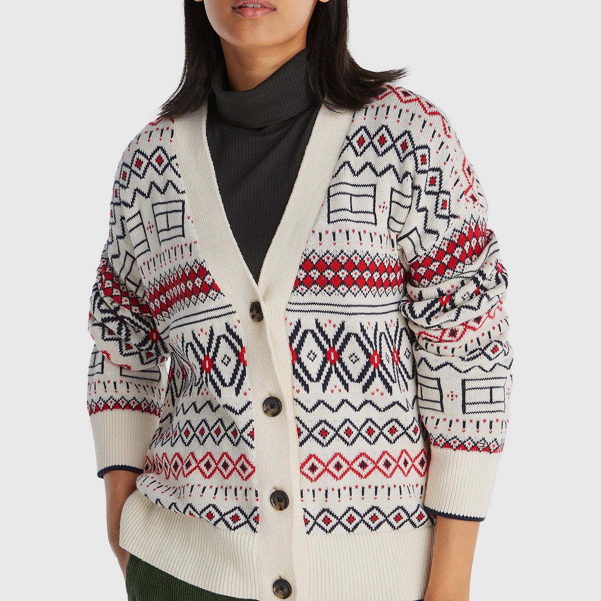 TOMMY HILFIGER - Cárdigan Allover Print Blanco Tommy Hilfiger