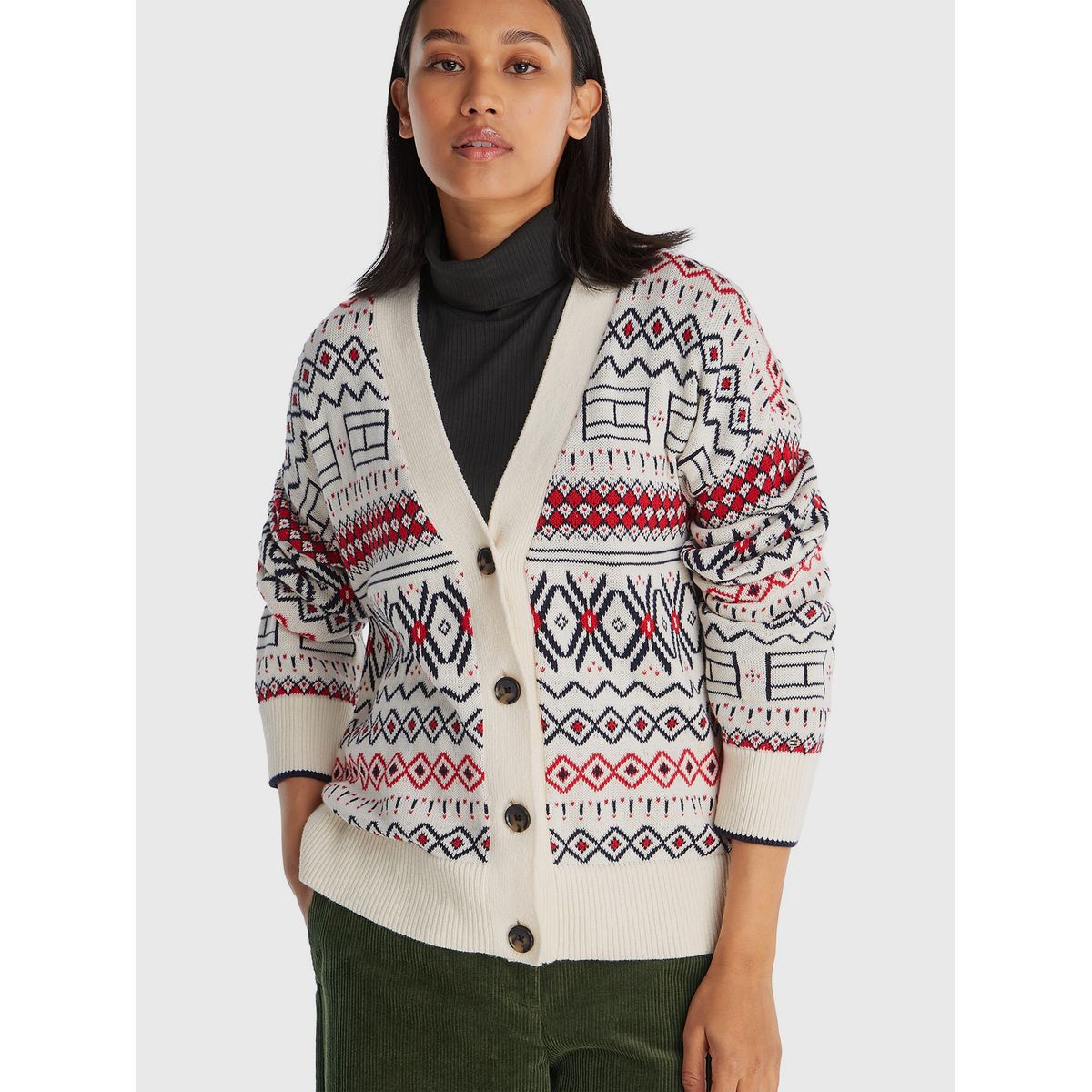 TOMMY HILFIGER - Cárdigan Allover Print Blanco Tommy Hilfiger