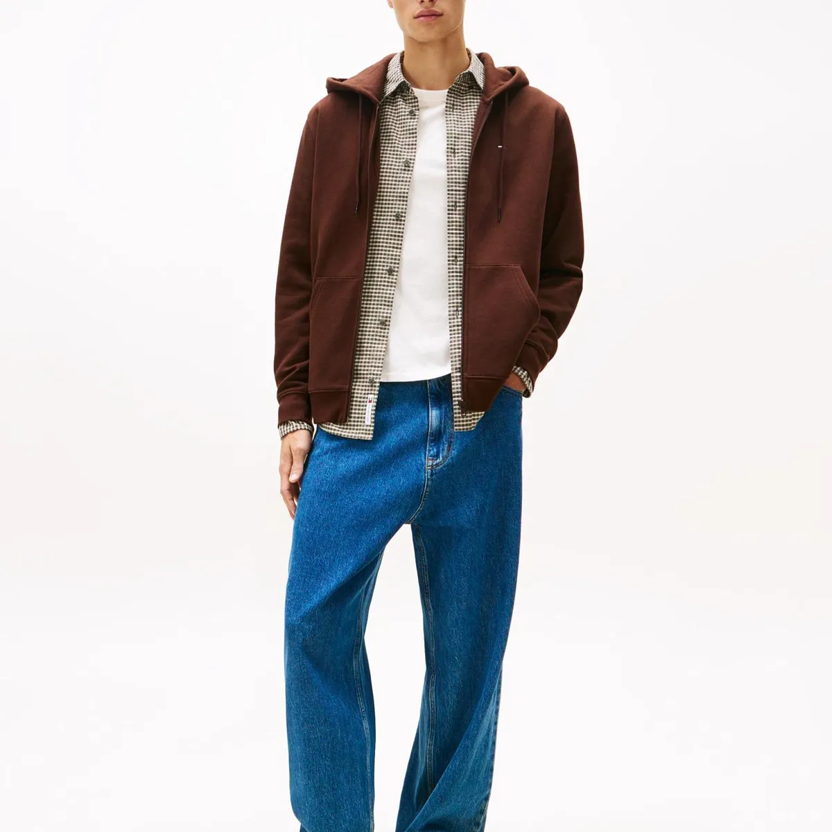 TOMMY HILFIGER - Polerón Hoodie Con Cierre De Cremallera Café Tommy Jeans
