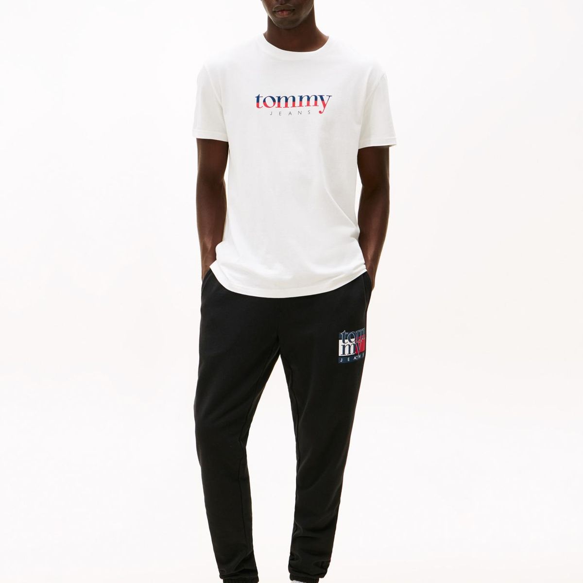 TOMMY HILFIGER - Joggers Slim Con Logo Flag Blanco Tommy Jeans