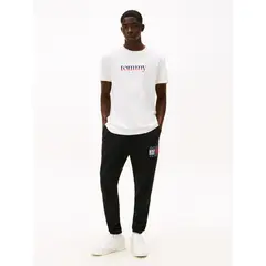 TOMMY HILFIGER - Joggers Slim Con Logo Flag Blanco Tommy Jeans