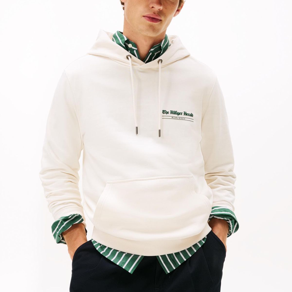 TOMMY HILFIGER - Polerón Hoodie Logo Gráfico Blanco Tommy Hilfiger