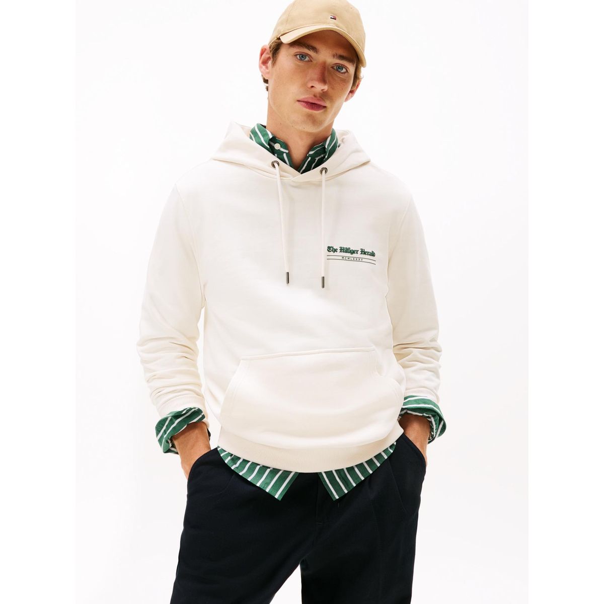 TOMMY HILFIGER - Polerón Hoodie Logo Gráfico Blanco Tommy Hilfiger