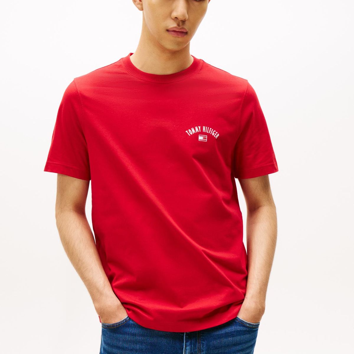 TOMMY HILFIGER - Polera Con Logo Gráfico Regular Fit Rojo Tommy Hilfiger