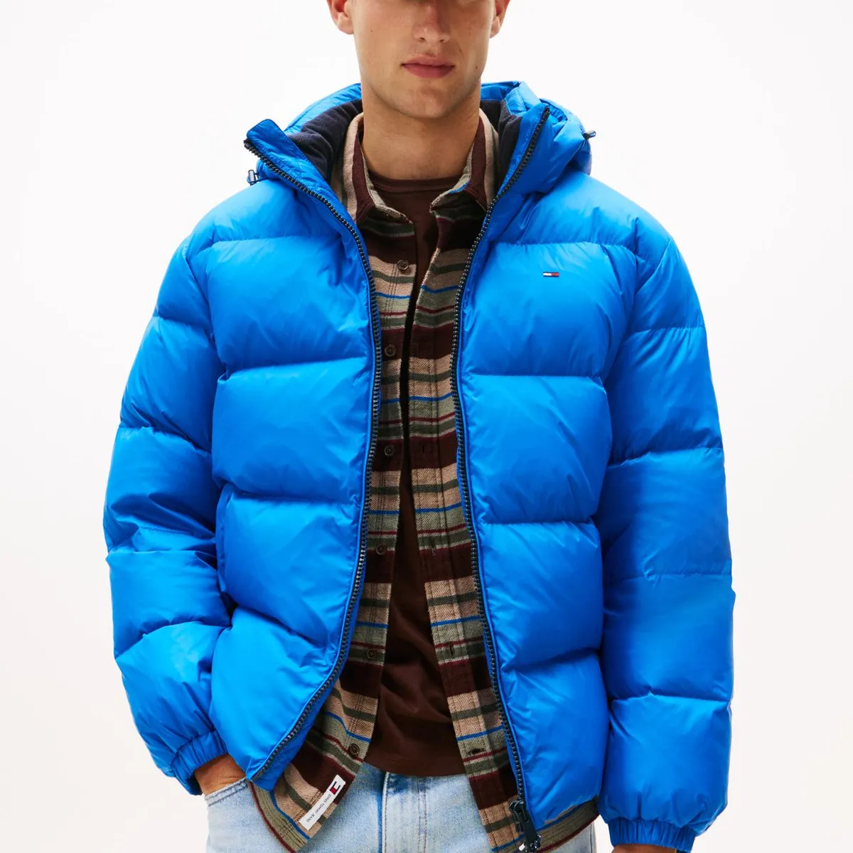 TOMMY HILFIGER - Parka Essential Acolchada Con Gorro Azul Tommy Jeans