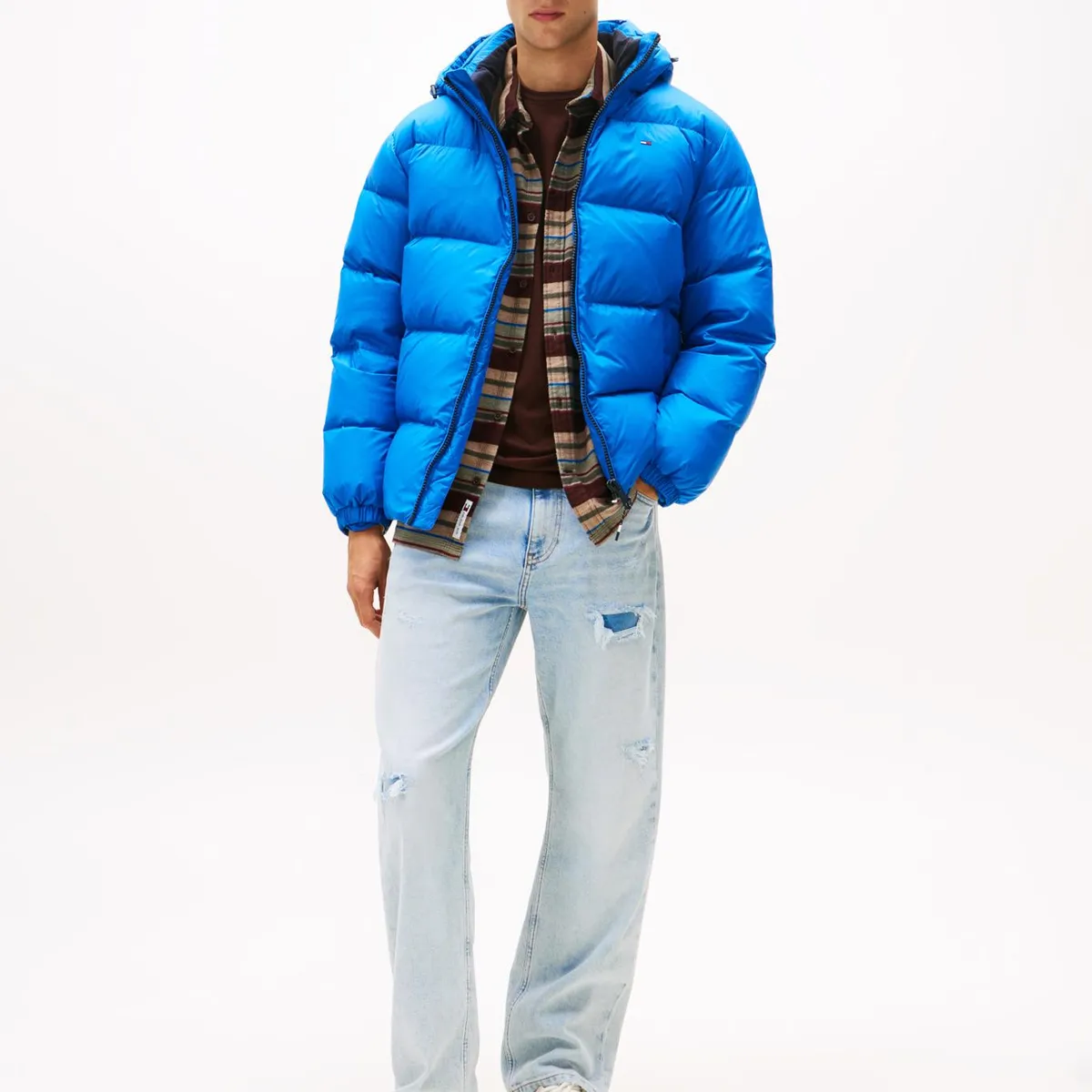 TOMMY HILFIGER - Parka Essential Acolchada Con Gorro Azul Tommy Jeans