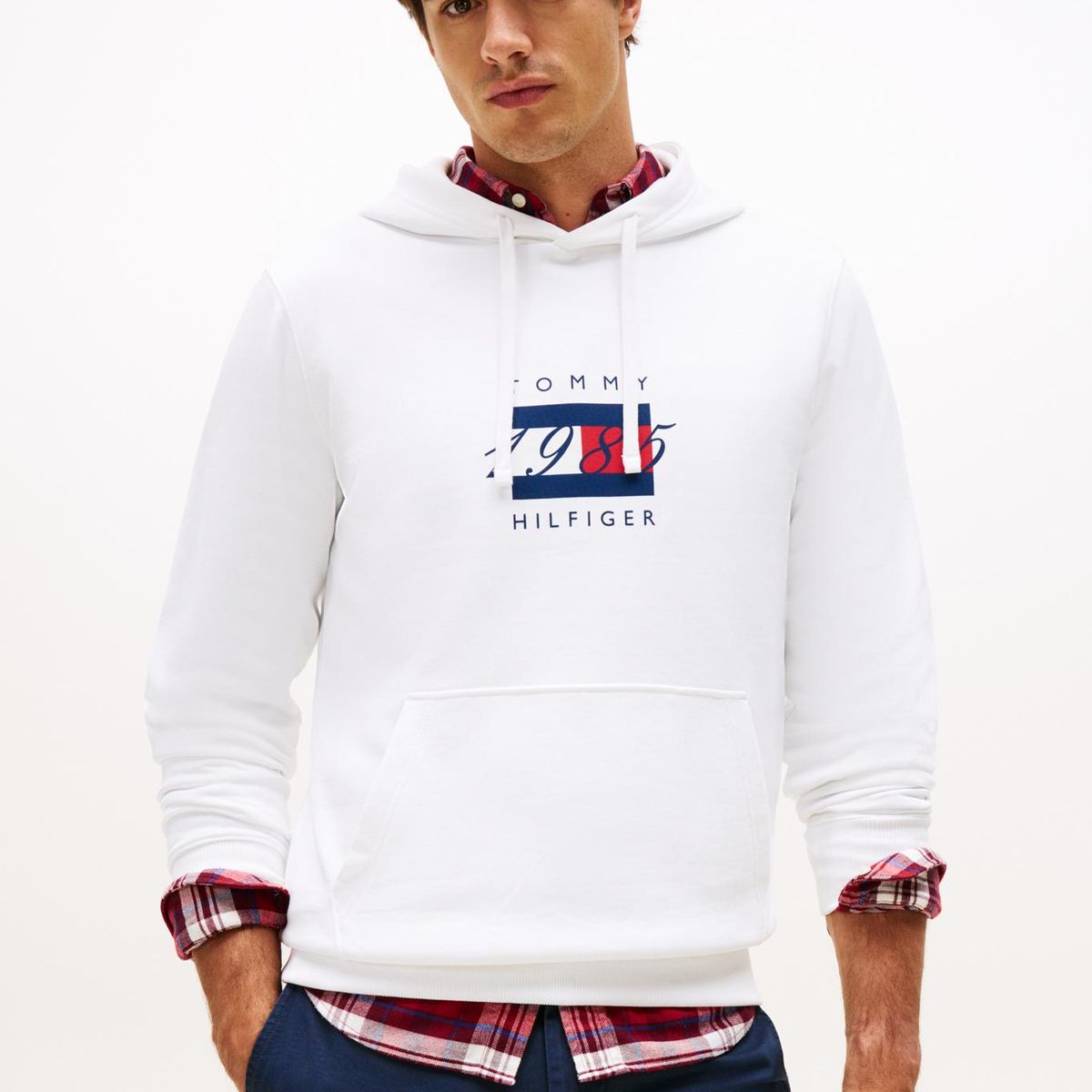 TOMMY HILFIGER - Polerón Hoodie Con Logo Gráfico Blanco Tommy Hilfiger