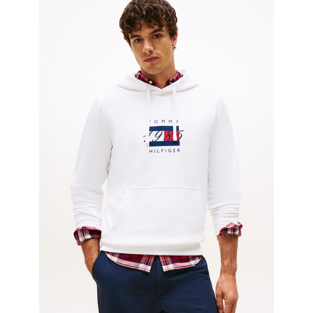 TOMMY HILFIGER - Polerón Hoodie Con Logo Gráfico Blanco Tommy Hilfiger