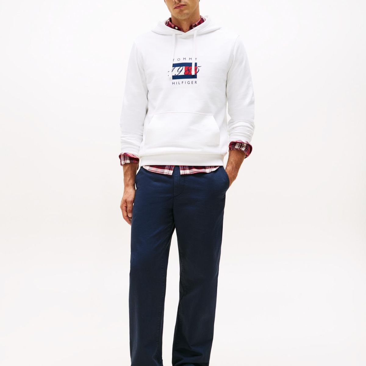 TOMMY HILFIGER - Polerón Hoodie Con Logo Gráfico Blanco Tommy Hilfiger