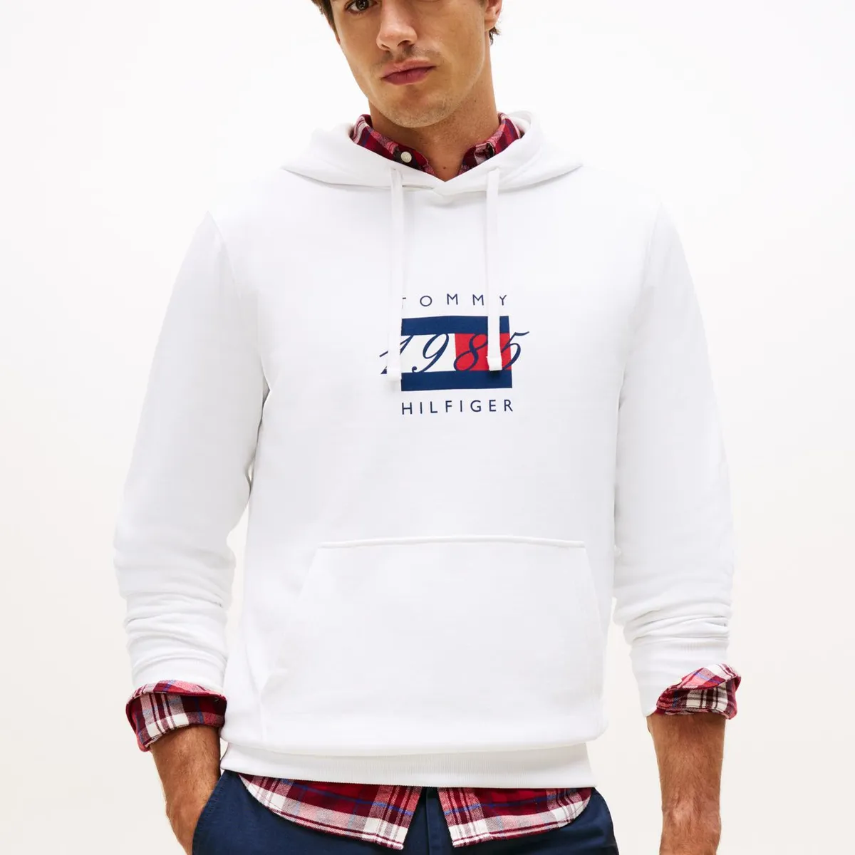 TOMMY HILFIGER - Polerón Hoodie Con Logo Gráfico Blanco Tommy Hilfiger
