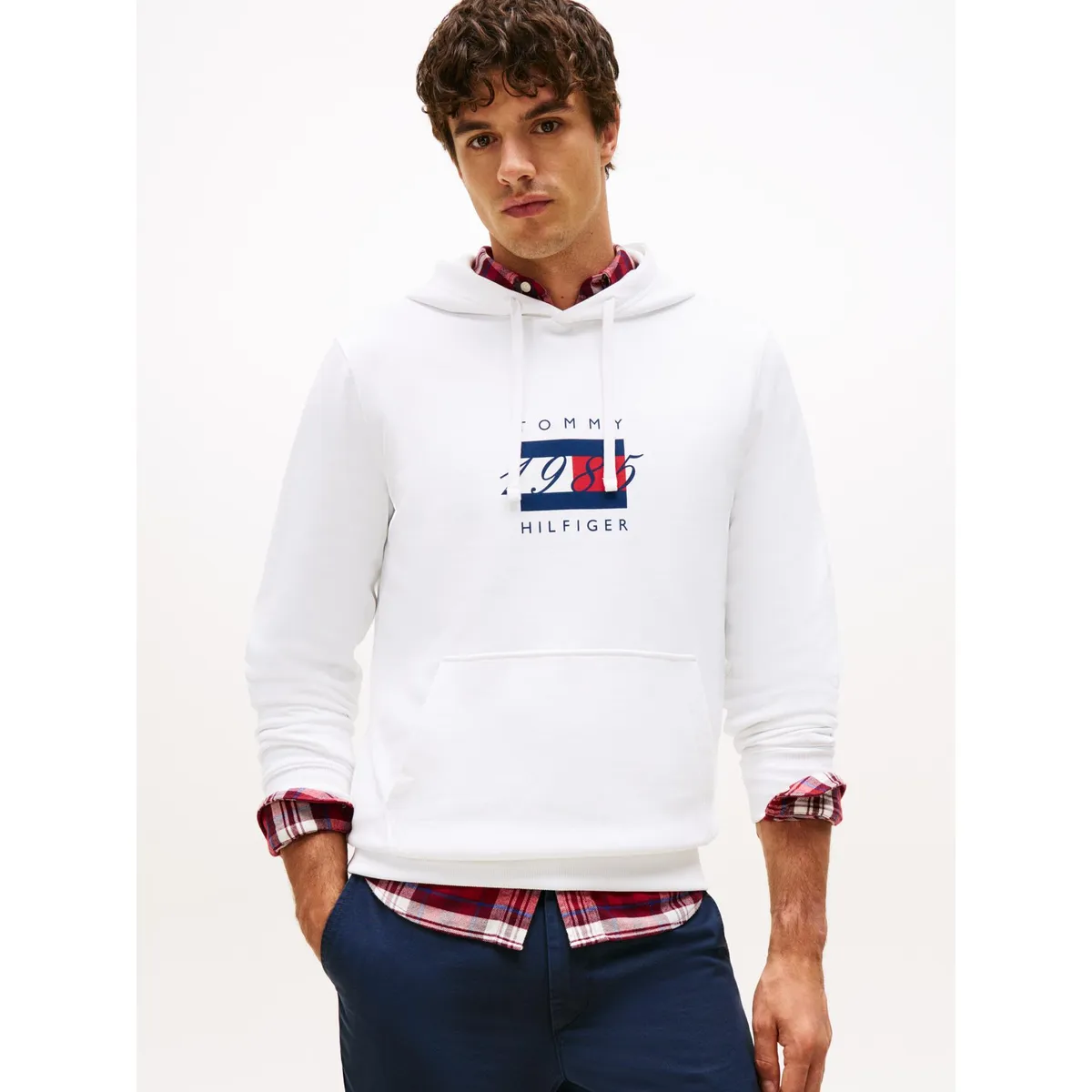 TOMMY HILFIGER - Polerón Hoodie Con Logo Gráfico Blanco Tommy Hilfiger