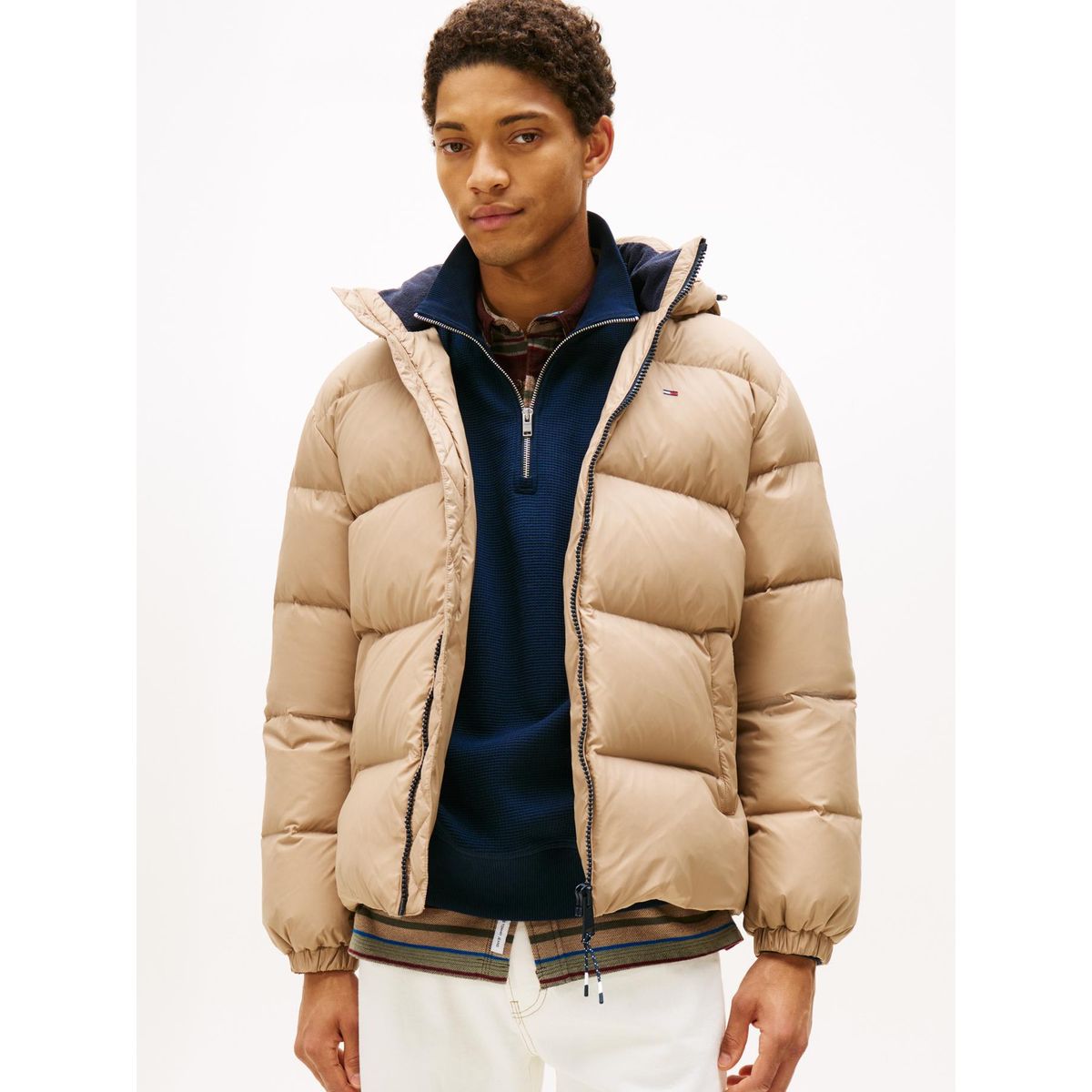 TOMMY HILFIGER - Parka Essential Acolchada Con Gorro Beige Tommy Jeans