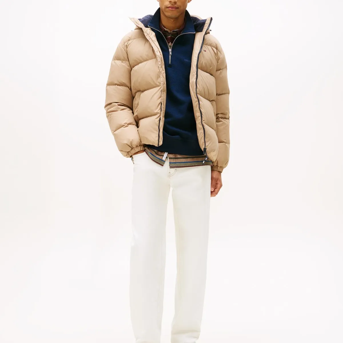 TOMMY HILFIGER - Parka Essential Acolchada Con Gorro Beige Tommy Jeans