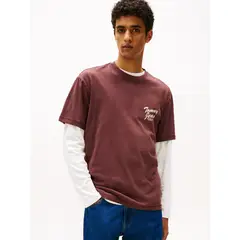 TOMMY HILFIGER - Polera Relaxed Fit Novelty Logo Café Tommy Jeans
