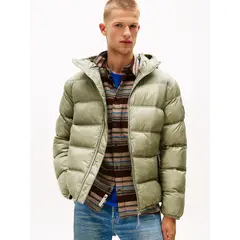 TOMMY HILFIGER - Parka Acolchada Hooded Con Logo Verde Tommy Jeans