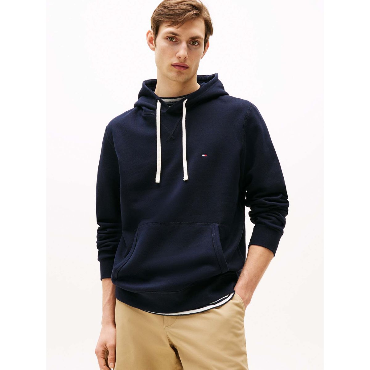 TOMMY HILFIGER - Polerón Hoodie Essential Con Logo Azul Tommy Hilfiger