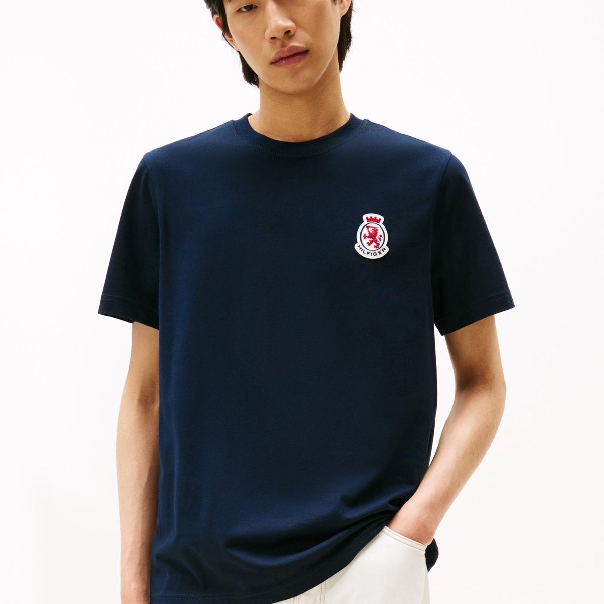 TOMMY HILFIGER - Polera Logo Crest Regular Fit Azul Tommy Hilfiger