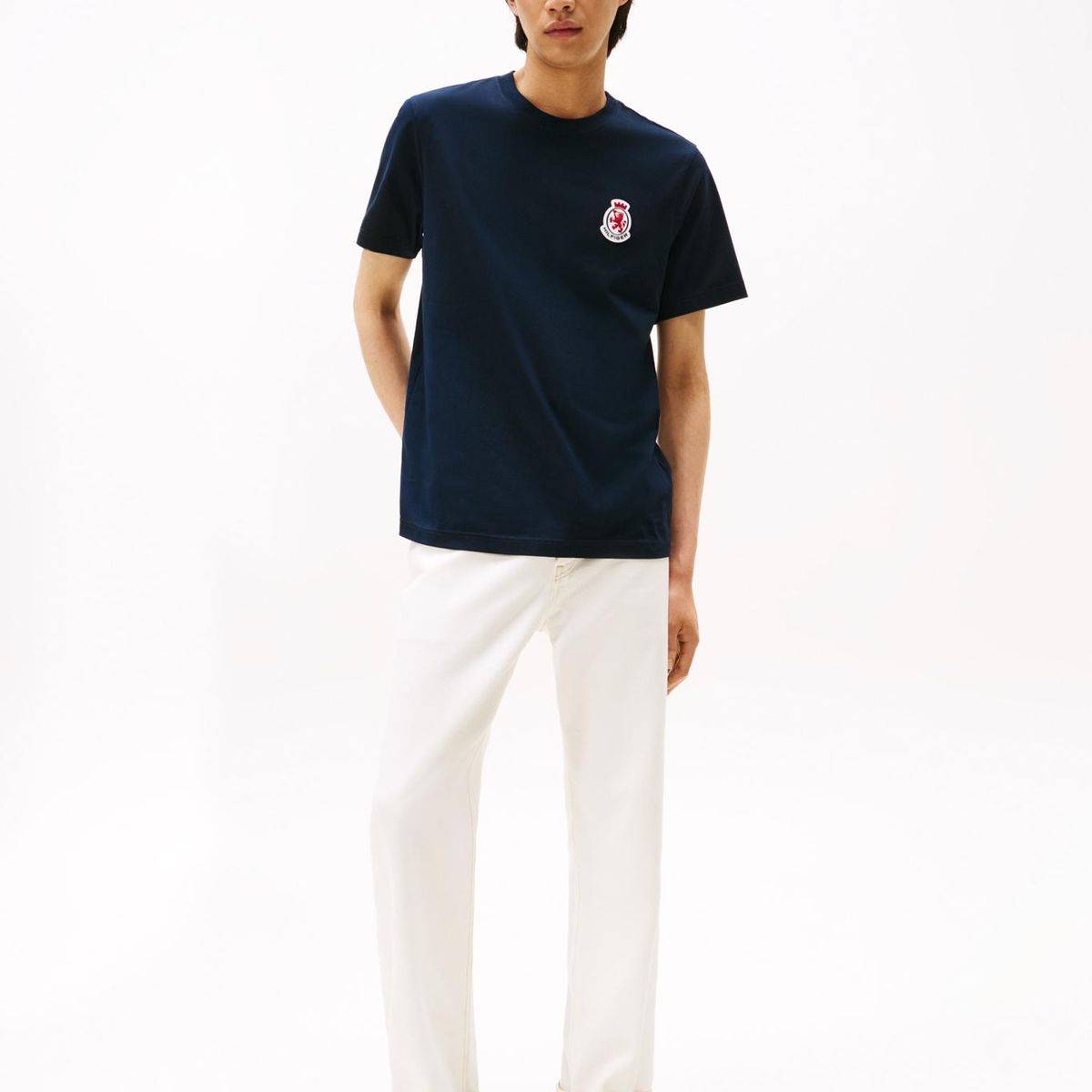 TOMMY HILFIGER - Polera Logo Crest Regular Fit Azul Tommy Hilfiger