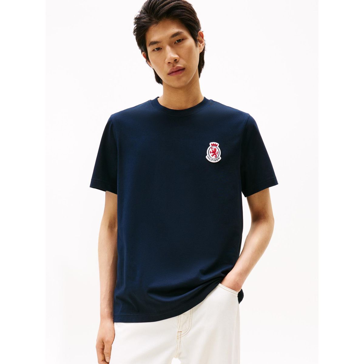 TOMMY HILFIGER - Polera Logo Crest Regular Fit Azul Tommy Hilfiger