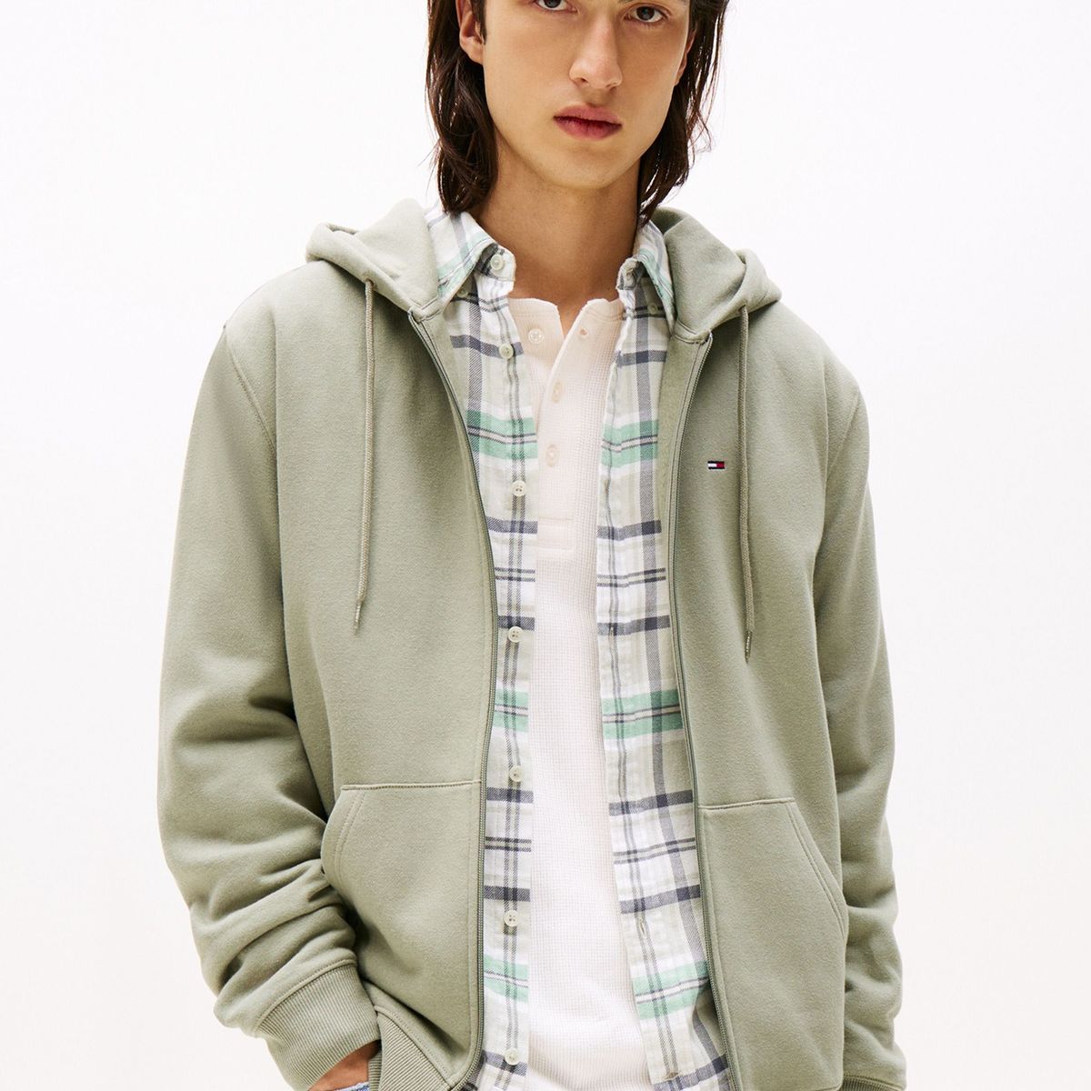 TOMMY HILFIGER - Polerón Hoodie Con Cierre De Cremallera Verde Tommy Jeans