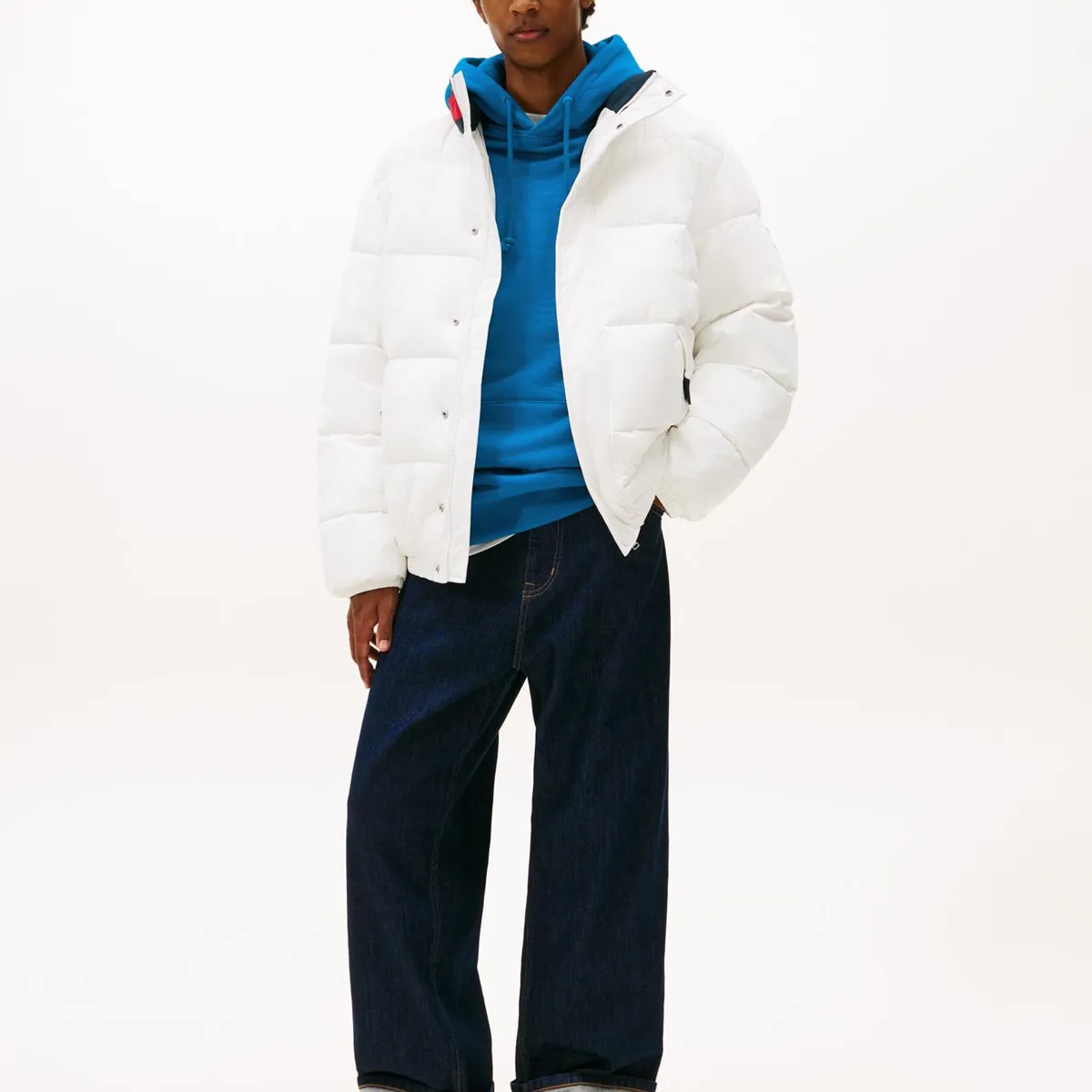 TOMMY HILFIGER - Parka Acolchada Color Block Blanco Tommy Jeans