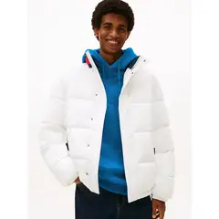TOMMY HILFIGER - Parka Acolchada Color Block Blanco Tommy Jeans