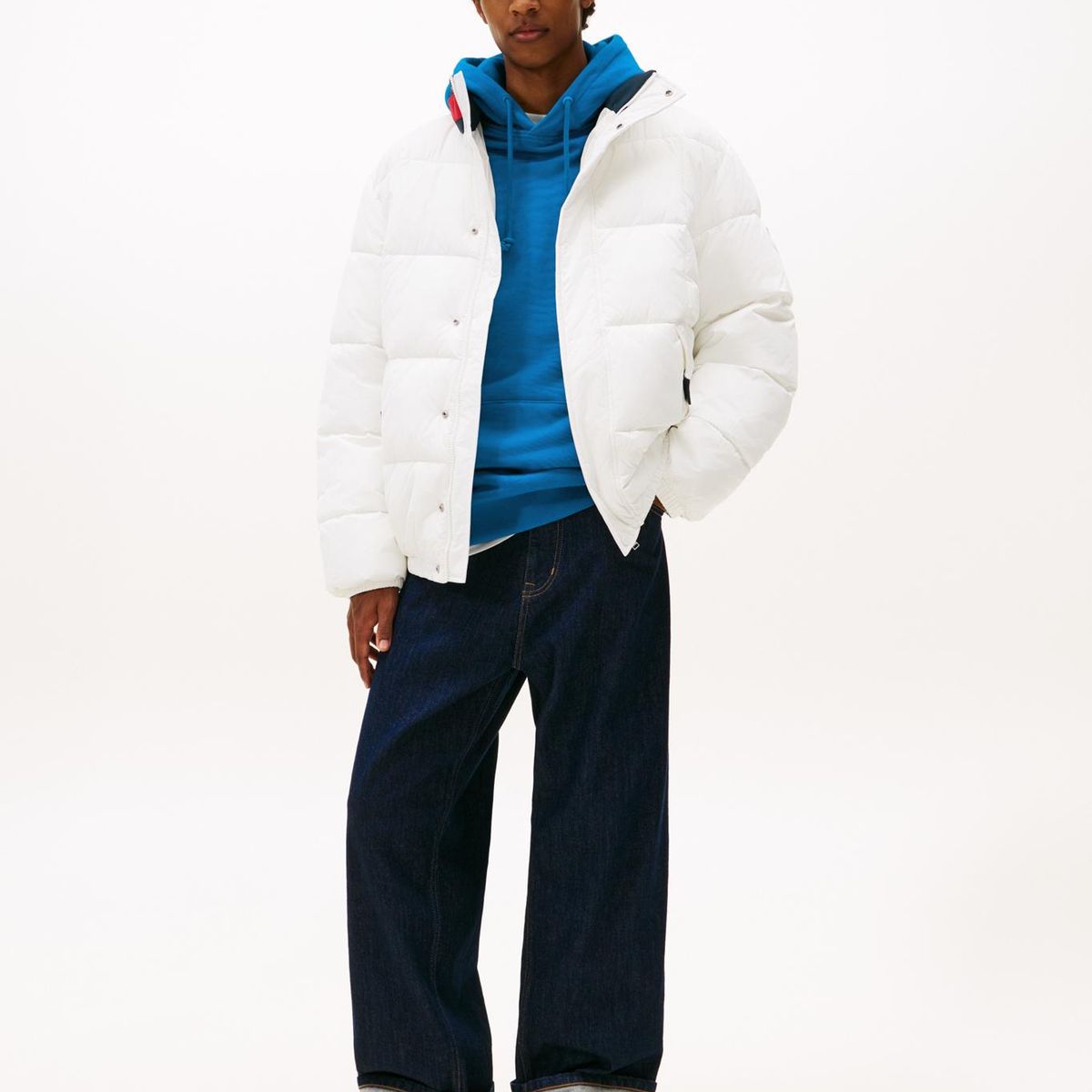 TOMMY HILFIGER - Parka Acolchada Color Block Blanco Tommy Jeans