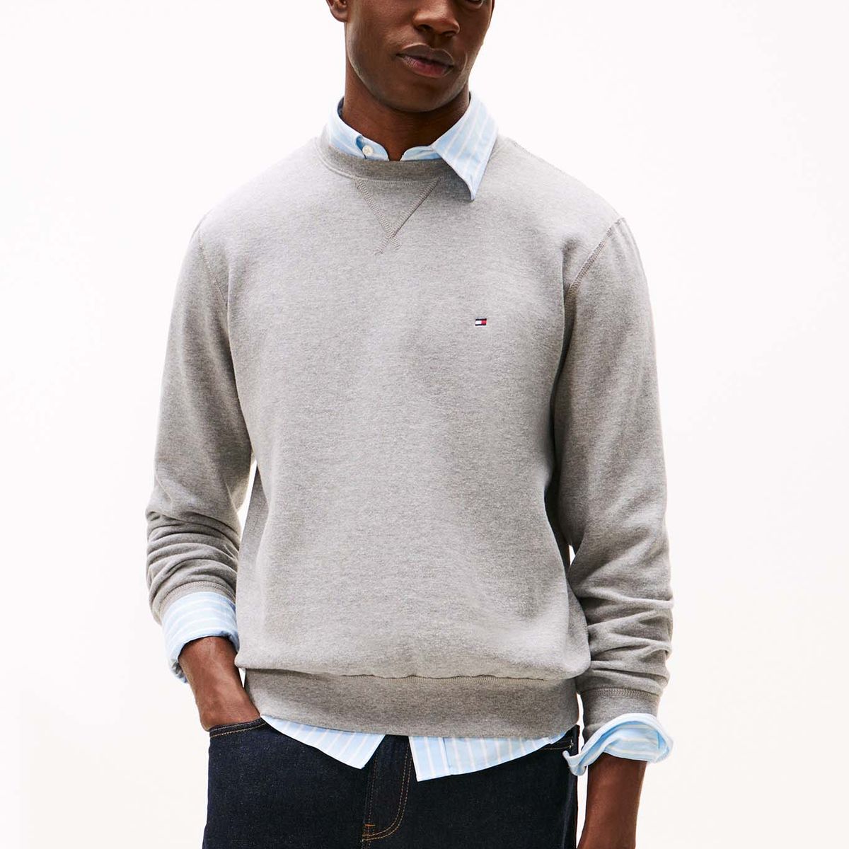 TOMMY HILFIGER - Polerón Essential Con Logo Gris Tommy Hilfiger