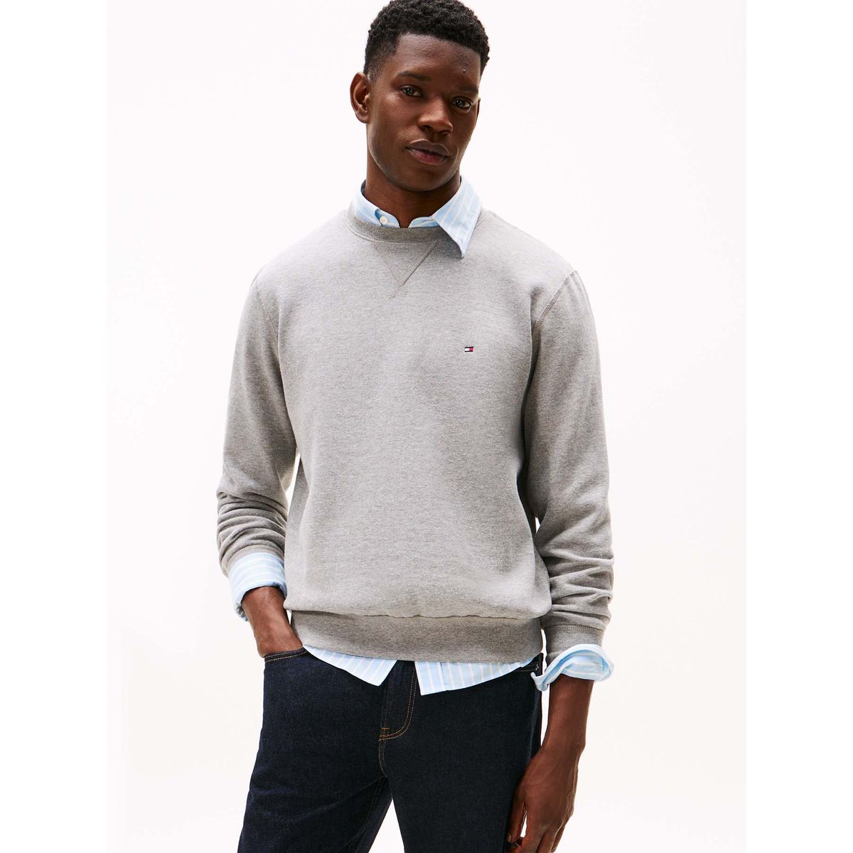 TOMMY HILFIGER - Polerón Essential Con Logo Gris Tommy Hilfiger