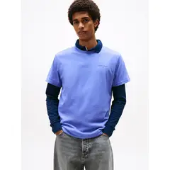 TOMMY HILFIGER - Polera Con Logo Lineal Slim Fit Azul Tommy Jeans
