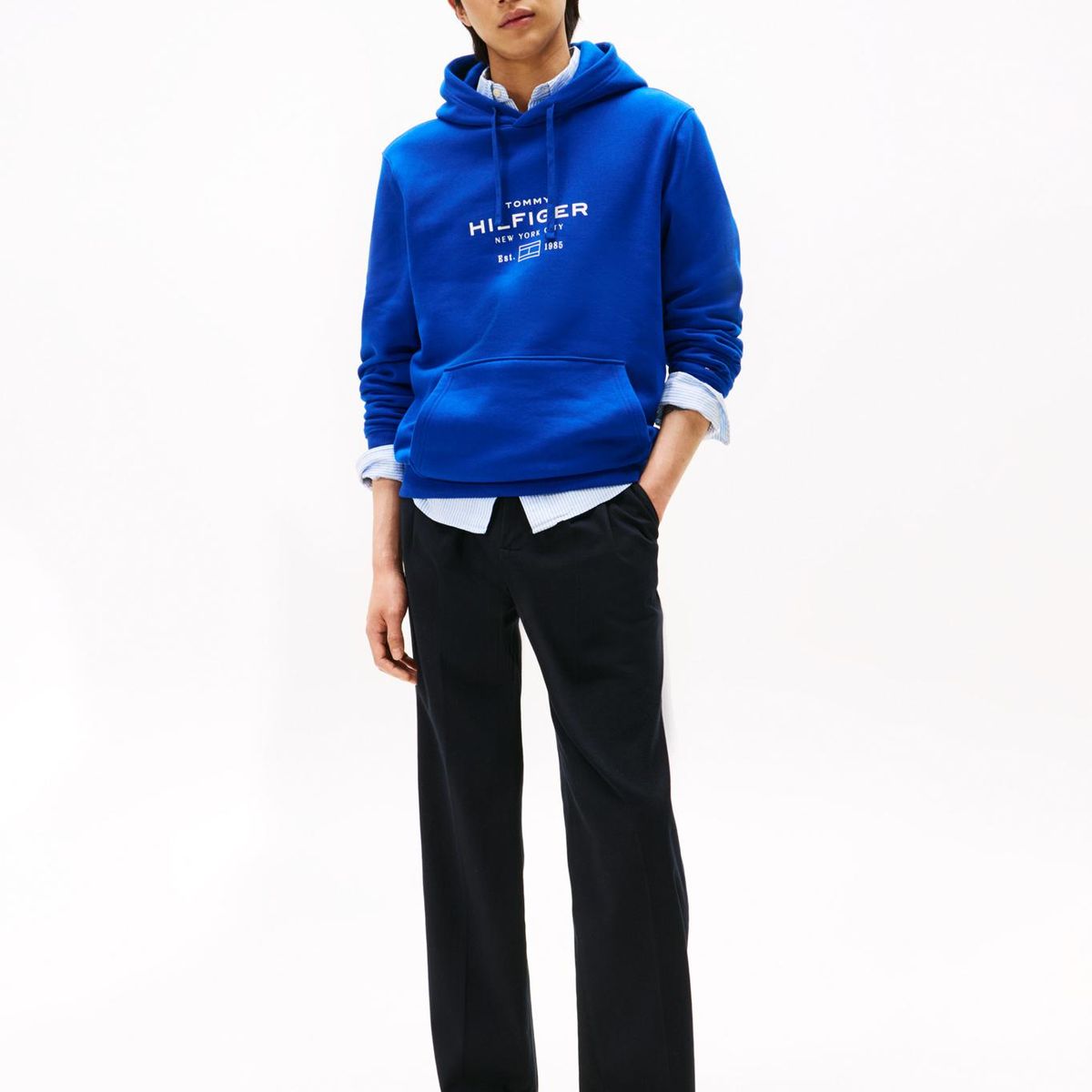 TOMMY HILFIGER - Polerón Hoodie Oval Logo Gráfico Azul Tommy Hilfiger