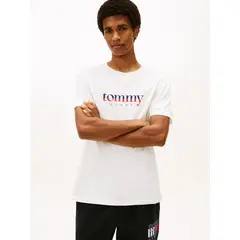 TOMMY HILFIGER - Polera De Punto Con Logo Blanco Tommy Jeans