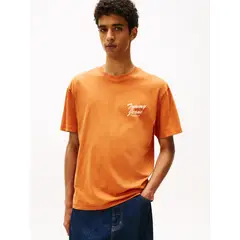 TOMMY HILFIGER - Polera Relaxed Fit Novelty Logo Naranja Tommy Jeans