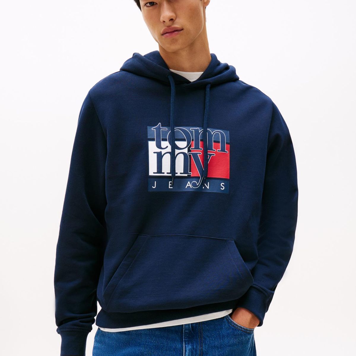 TOMMY HILFIGER - Polerón Hoodie Con Logo Azul Tommy Jeans