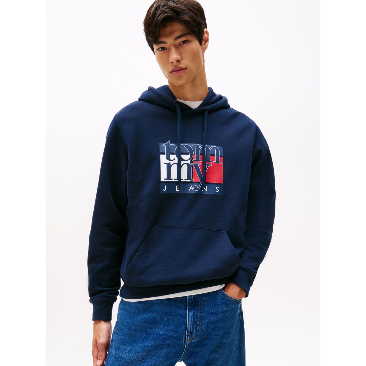 TOMMY HILFIGER - Polerón Hoodie Con Logo Azul Tommy Jeans
